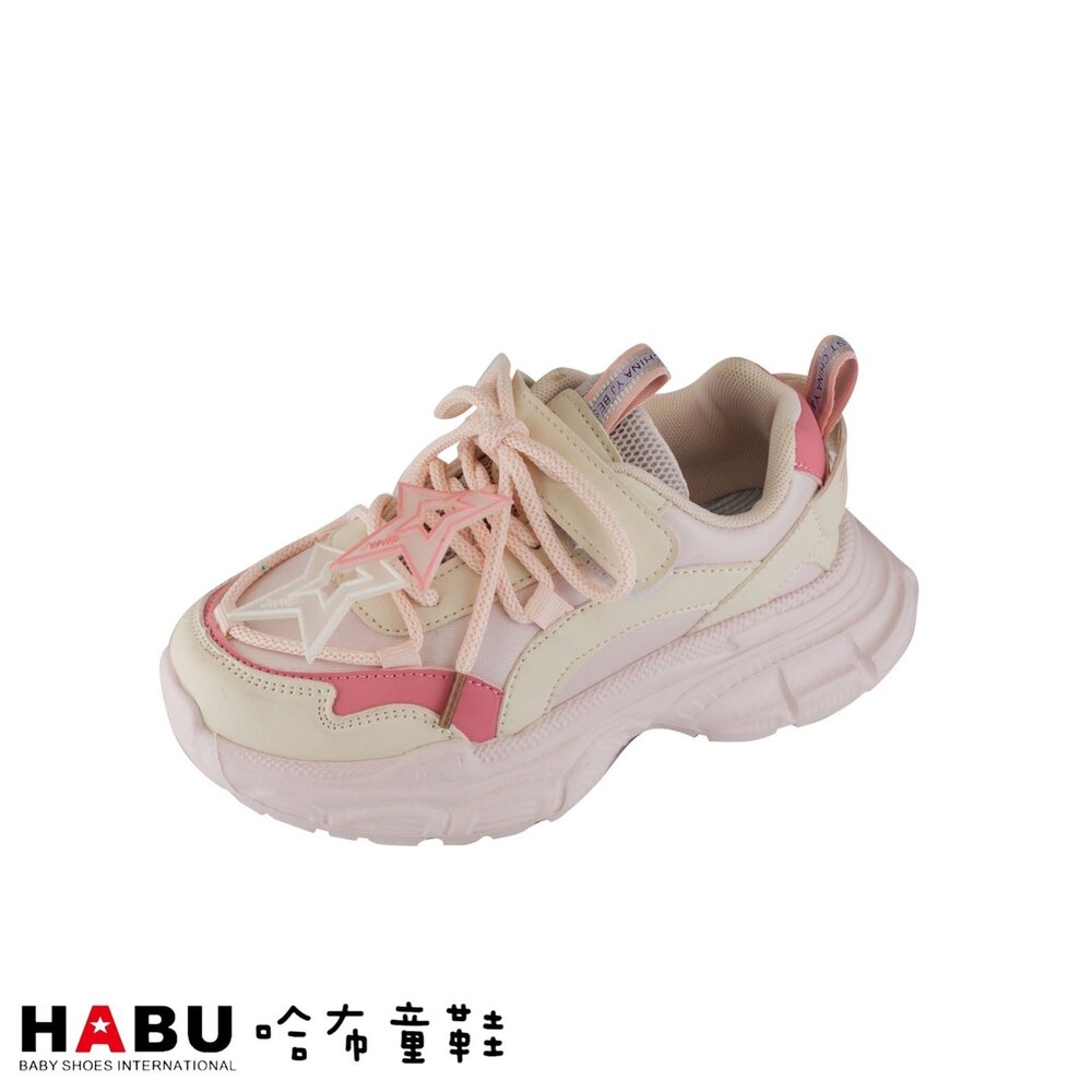 3147-PI-HABU哈布童鞋 立體星星 老爹鞋 運動鞋 休閒鞋 粉紅色 3147-PI