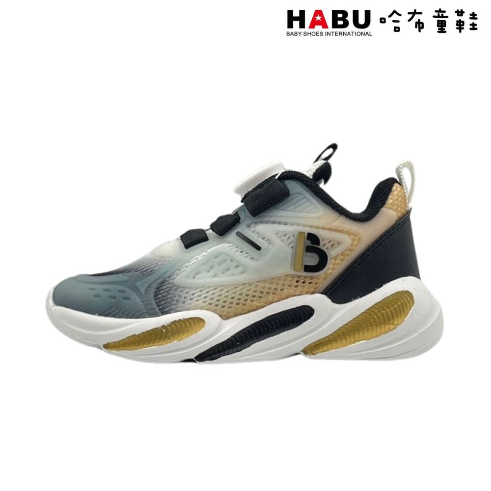 HABU哈布童鞋 時尚超透氣炫彩 旋轉扣 運動休閒鞋(黑) 3199-BK-圖片-1