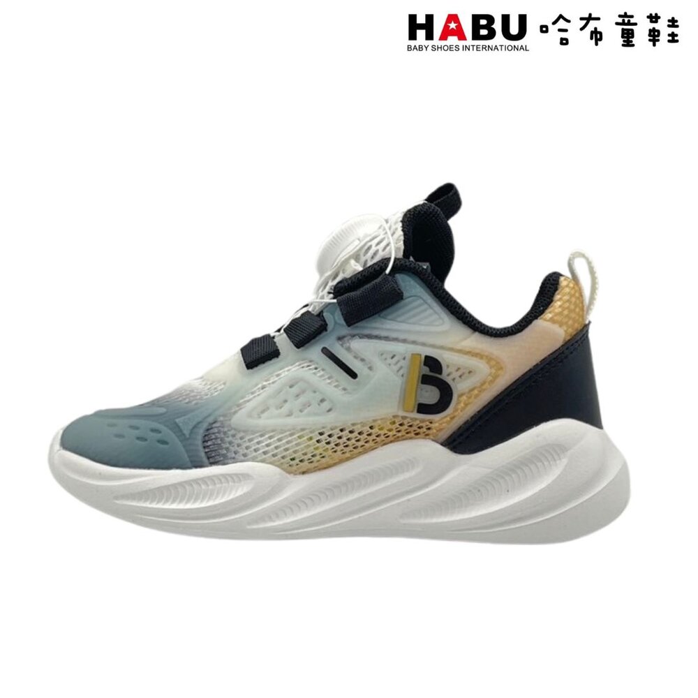 HABU哈布童鞋 時尚超透氣炫彩 旋轉扣 運動休閒鞋(黑) 3199-BK-圖片-3