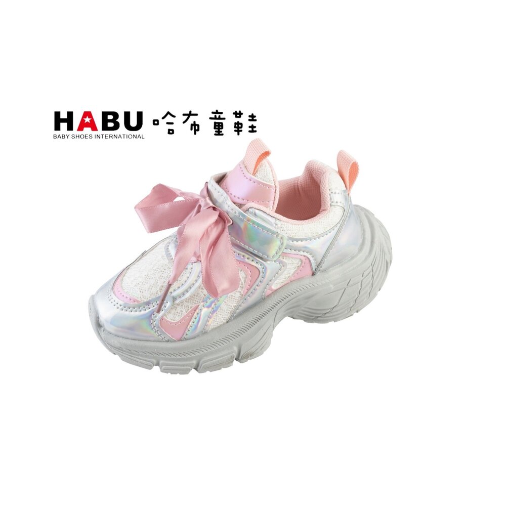3200-PI-HABU哈布童鞋 芭蕾風童鞋 運動鞋 粉色蝴蝶結小童老爹鞋 3200-PI