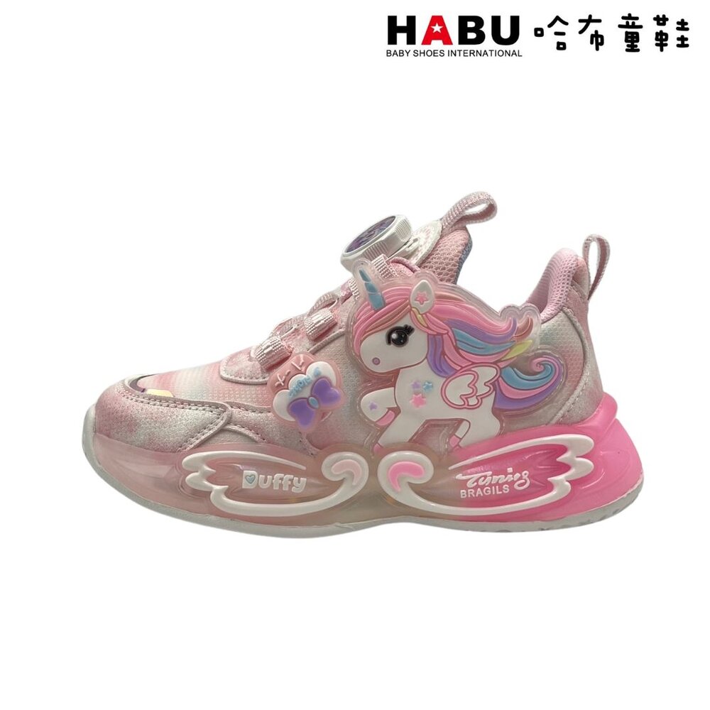 HABU哈布童鞋 炫彩獨角獸 旋轉扣 電燈 運動鞋 (粉) 3208-PI-圖片-1