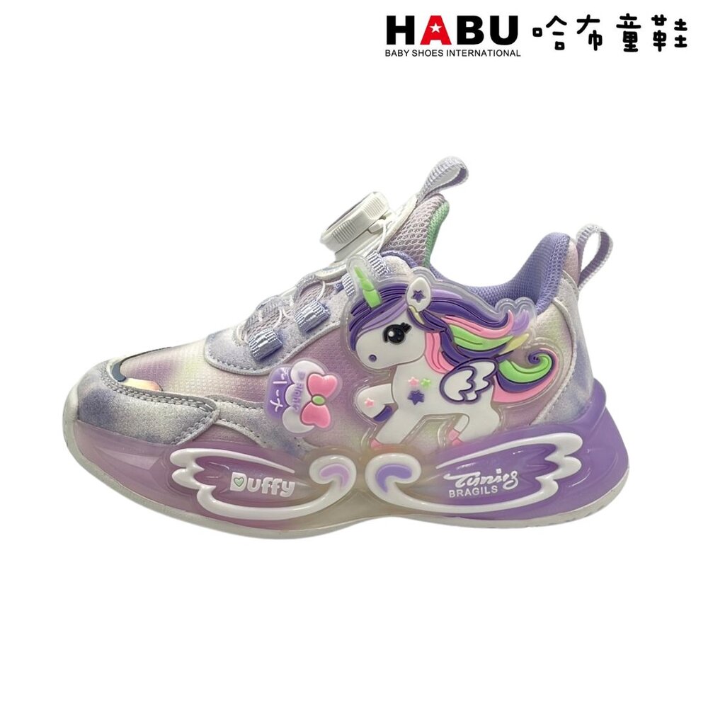 HABU哈布童鞋 炫彩獨角獸 旋轉扣 電燈 運動鞋 (紫) 3208-PR-圖片-1