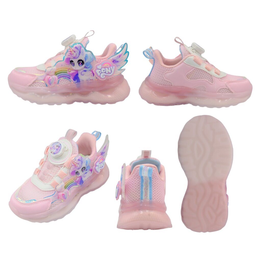 炫彩 獨角獸 彩虹小馬 旋轉扣 電燈 運動鞋 中童 童鞋 紫 粉 3238-PR 3238-PI-圖片-2
