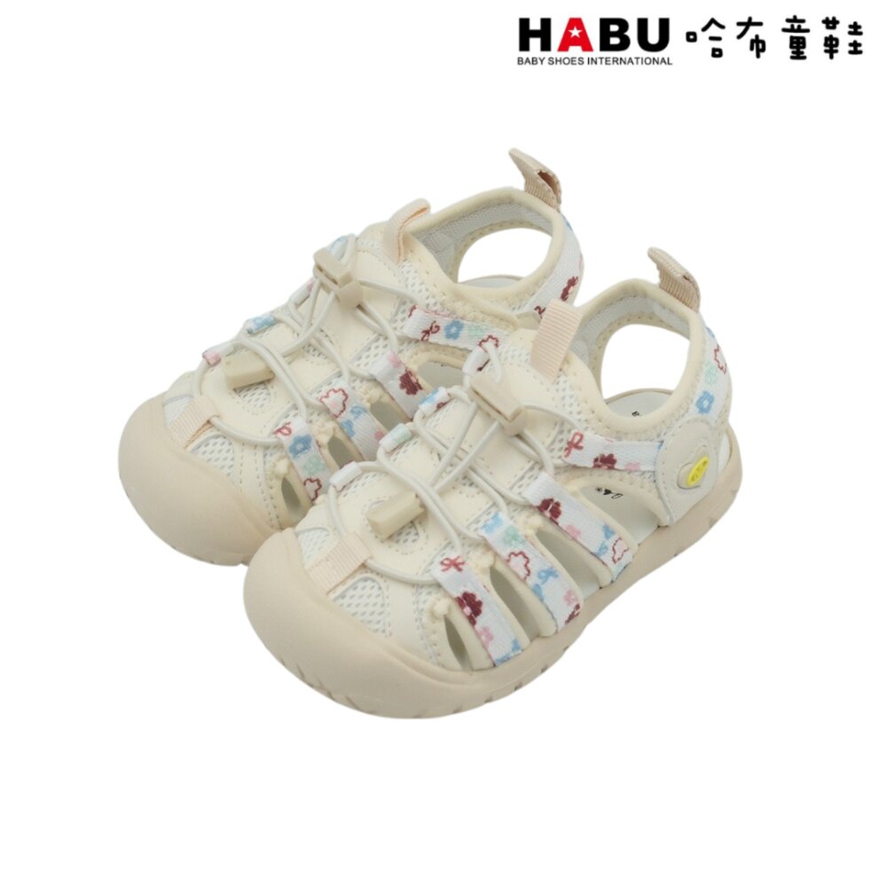 3249-BE-HABU哈布童鞋 涼鞋 涼拖鞋 中童 童鞋 透氣舒適 白 米 3249-BE/3249-BE6