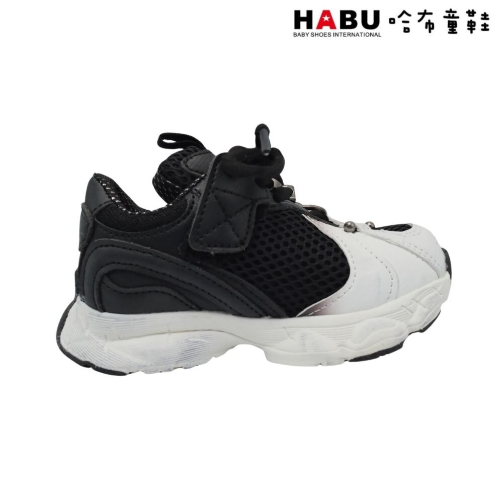 HABU 哈布童鞋 復古厚底 解構鞋 拼接邊條 帥氣銀飾 老爹鞋 透氣休閒鞋 3261-BK-圖片-2
