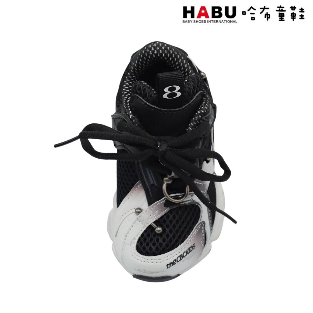 HABU 哈布童鞋 復古厚底 解構鞋 拼接邊條 帥氣銀飾 老爹鞋 透氣休閒鞋 3261-BK-圖片-3