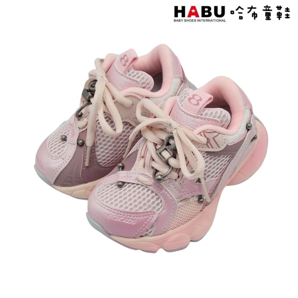 3261-PI-HABU 哈布童鞋 復古厚底 解構鞋 拼接邊條 帥氣銀飾 老爹鞋 透氣休閒鞋  3261-PI