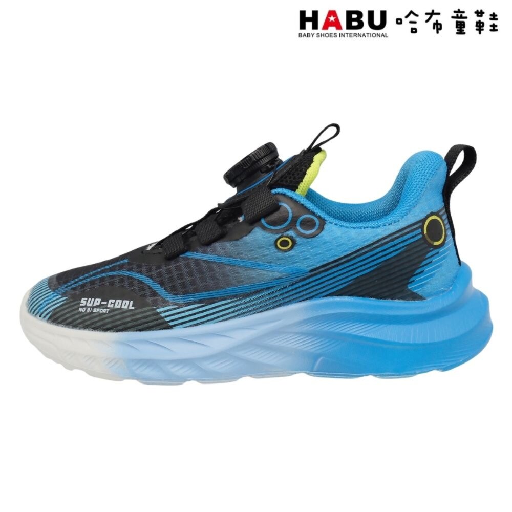 HABU 哈布童鞋 旋轉扣 運動鞋 減壓吸震 輕量 透氣 休閒鞋 中童 3264-BK-圖片-1