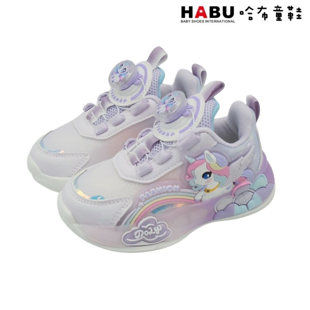 3270-PR-HABU 哈布童鞋 炫彩 獨角獸 彩虹小馬 旋轉扣 電燈 運動鞋 小童 童鞋 3270-PR