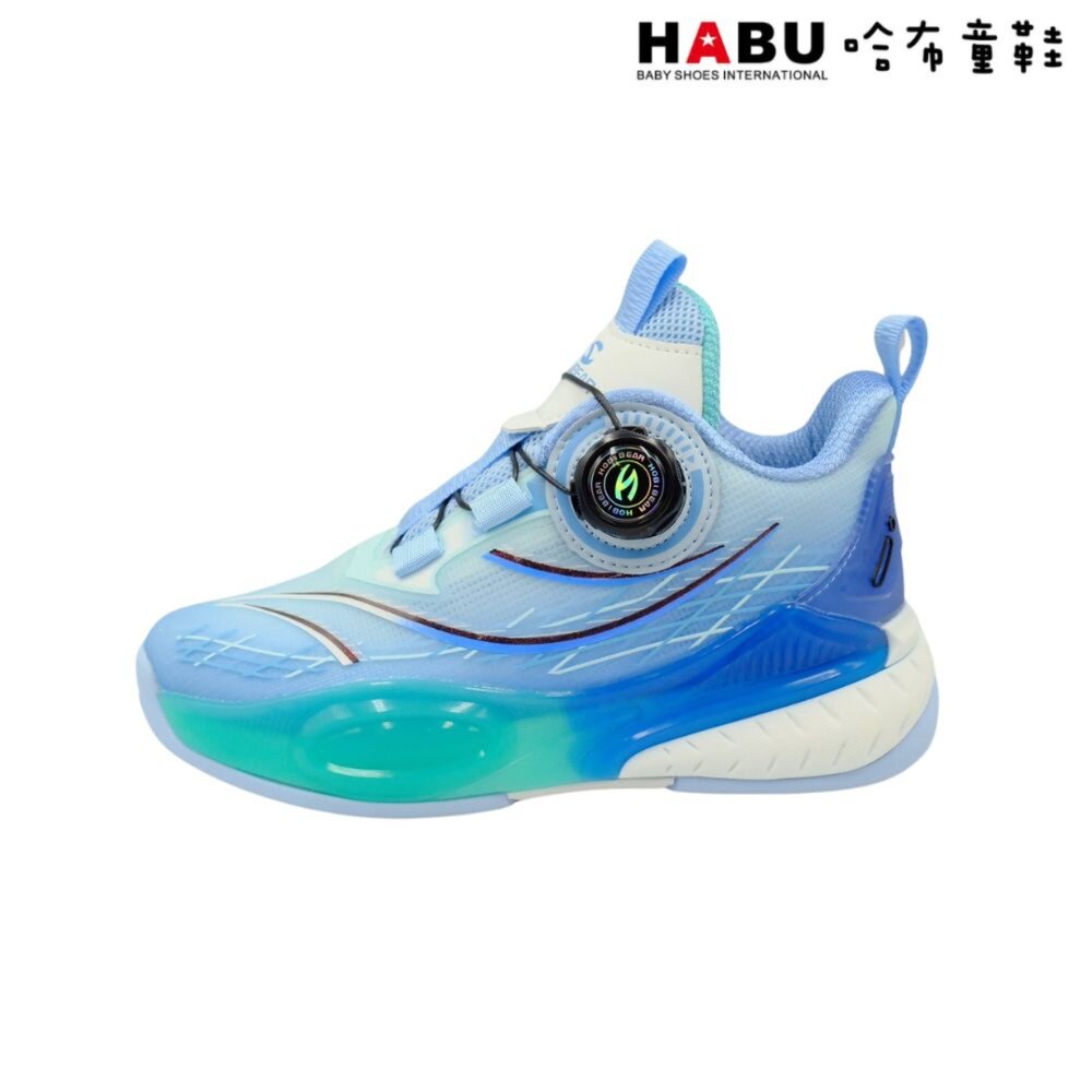 哈布童鞋 運動鞋 旋轉扣 免綁鞋帶 休閒鞋 中童 童鞋 炫彩 藍 3330-BL-圖片-2