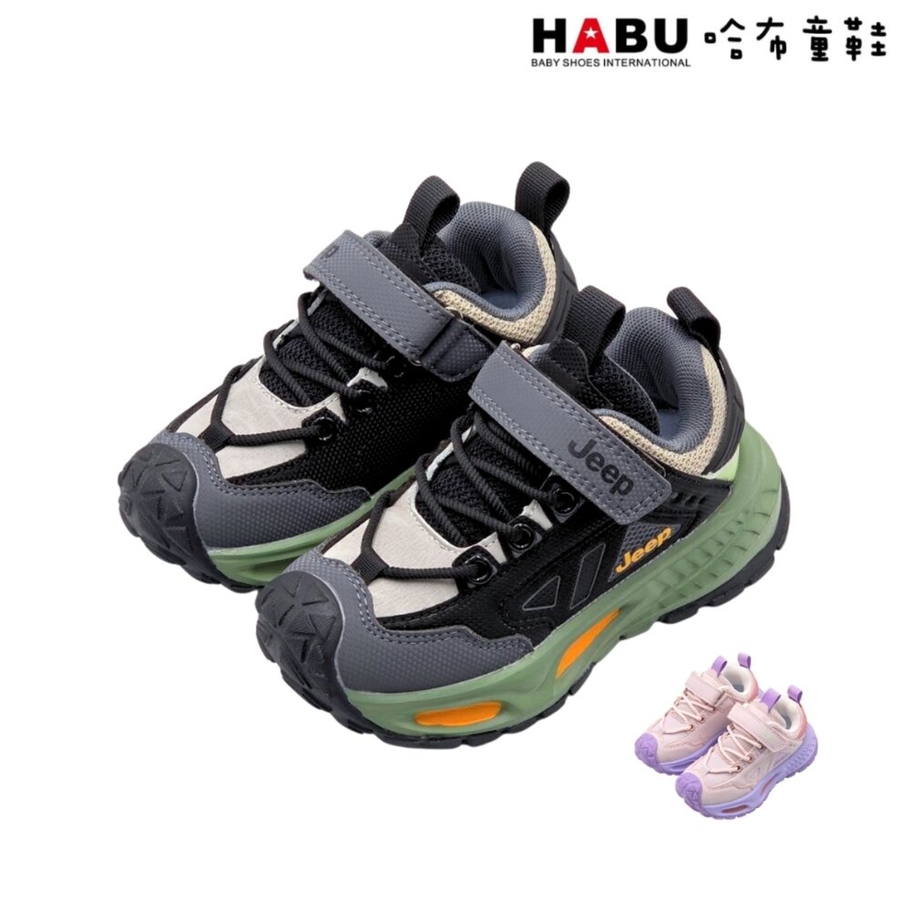 3346-BK-HABU 哈布童鞋 童鞋 運動鞋 休閒鞋 魔鬼氈 免綁鞋帶 大童 中童 輕量 戶外 3346-BK