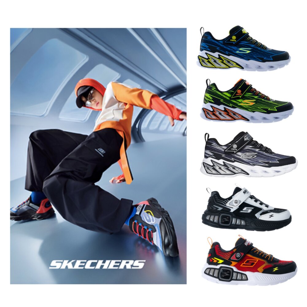 400149LBKBL-SKECHERS 男童系列 燈鞋 運動鞋 中童 LIGHT STORM 2.0