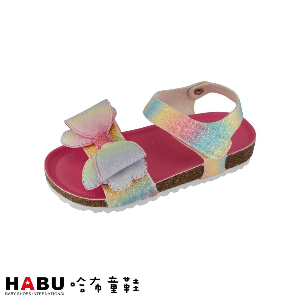 4022-FJ-HABU哈布童鞋 可愛漸層蝴蝶結 夏日 涼鞋 桃紅色 4022-FJ