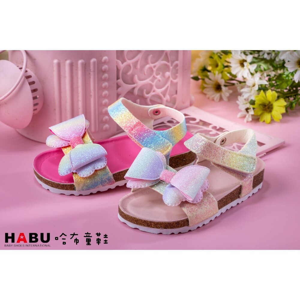 HABU哈布童鞋 可愛漸層 蝴蝶結 夏日涼鞋 粉紅色 4022-PI-圖片-1