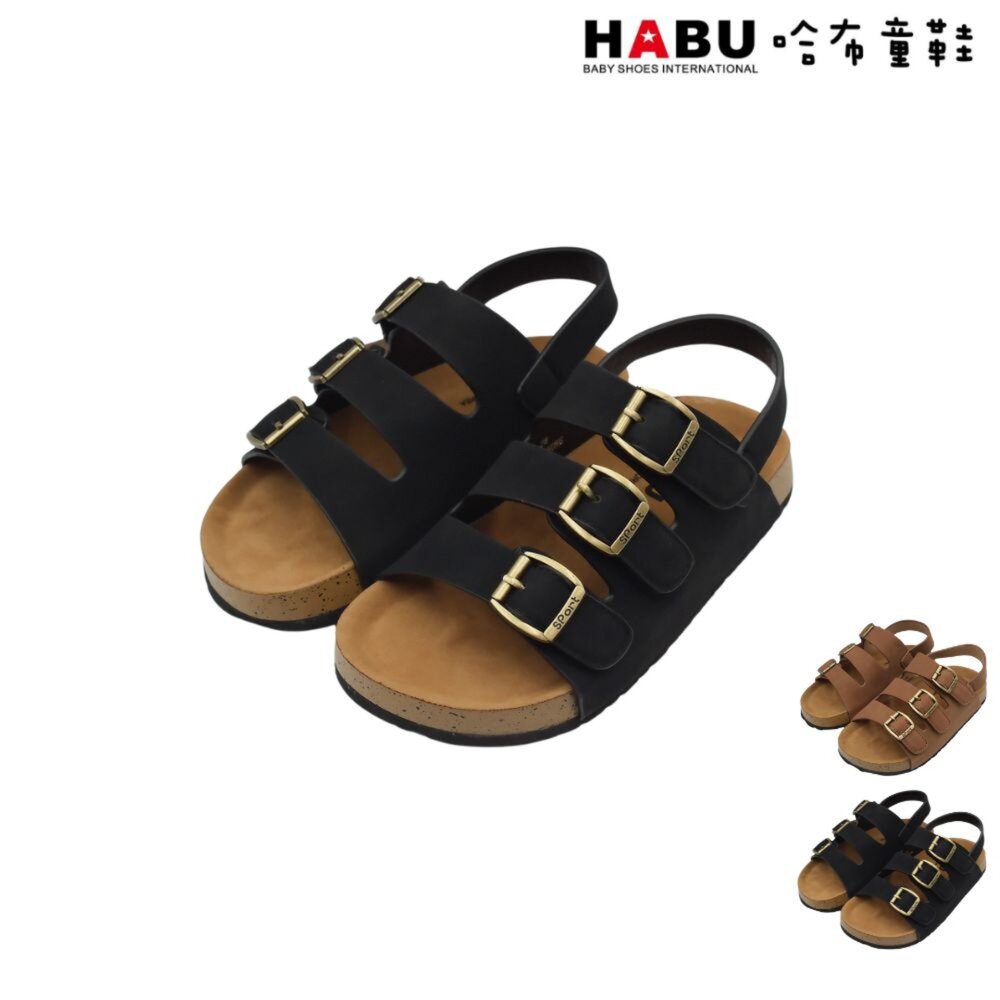 4030-BK-HABU哈布童鞋 寶寶段 學步鞋 嬰幼童 魔鬼氈 涼鞋  黑 4030-BK