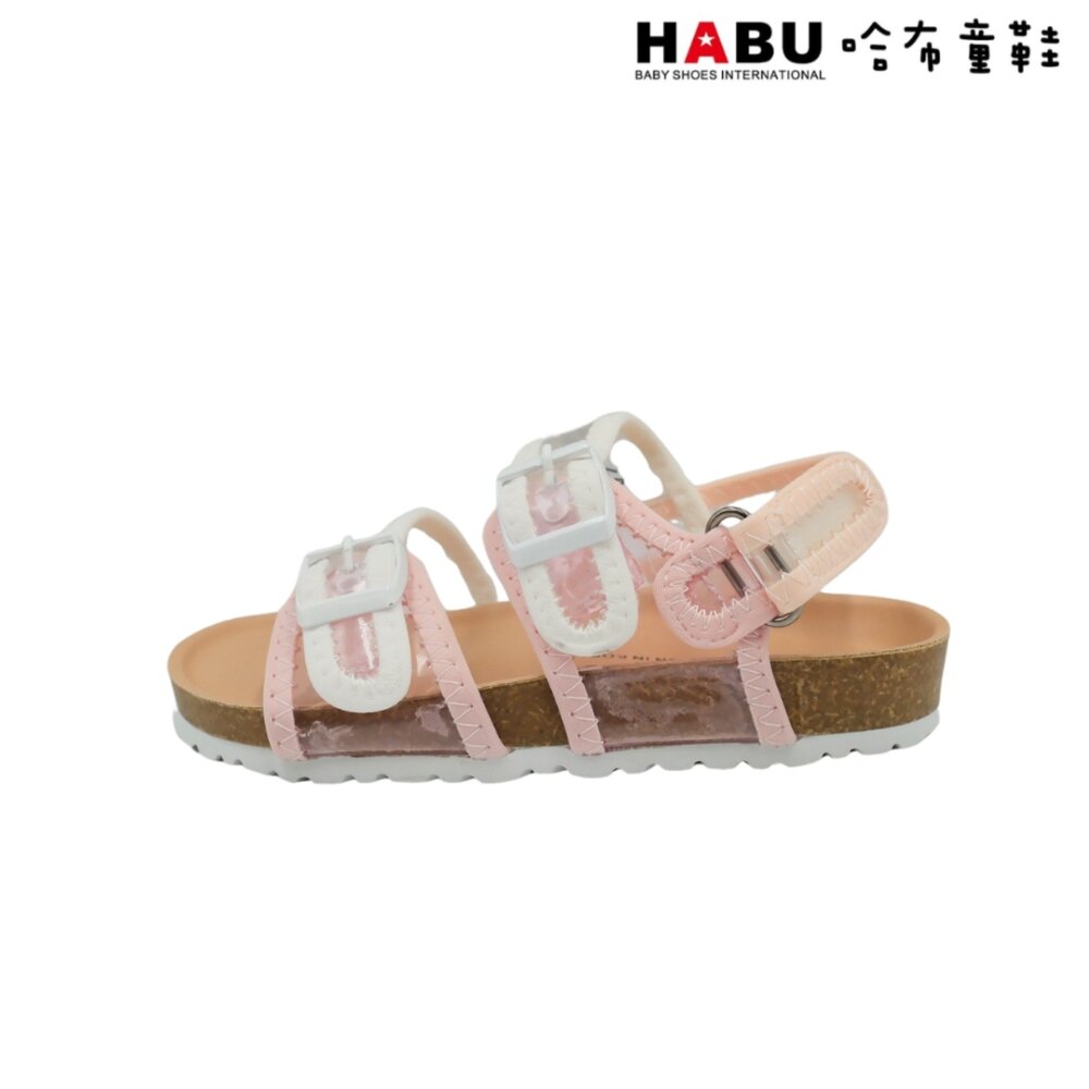 HABU哈布童鞋 夏日涼感 透明鞋帶 小童 魔鬼氈 涼鞋 4031-PI-圖片-1