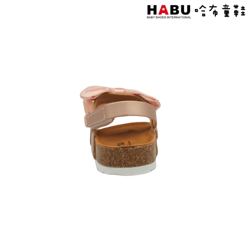 HABU哈布童鞋 夏日涼感 蝴蝶結珍珠 魔鬼氈 涼鞋 小童 中童4034-GD-圖片-4