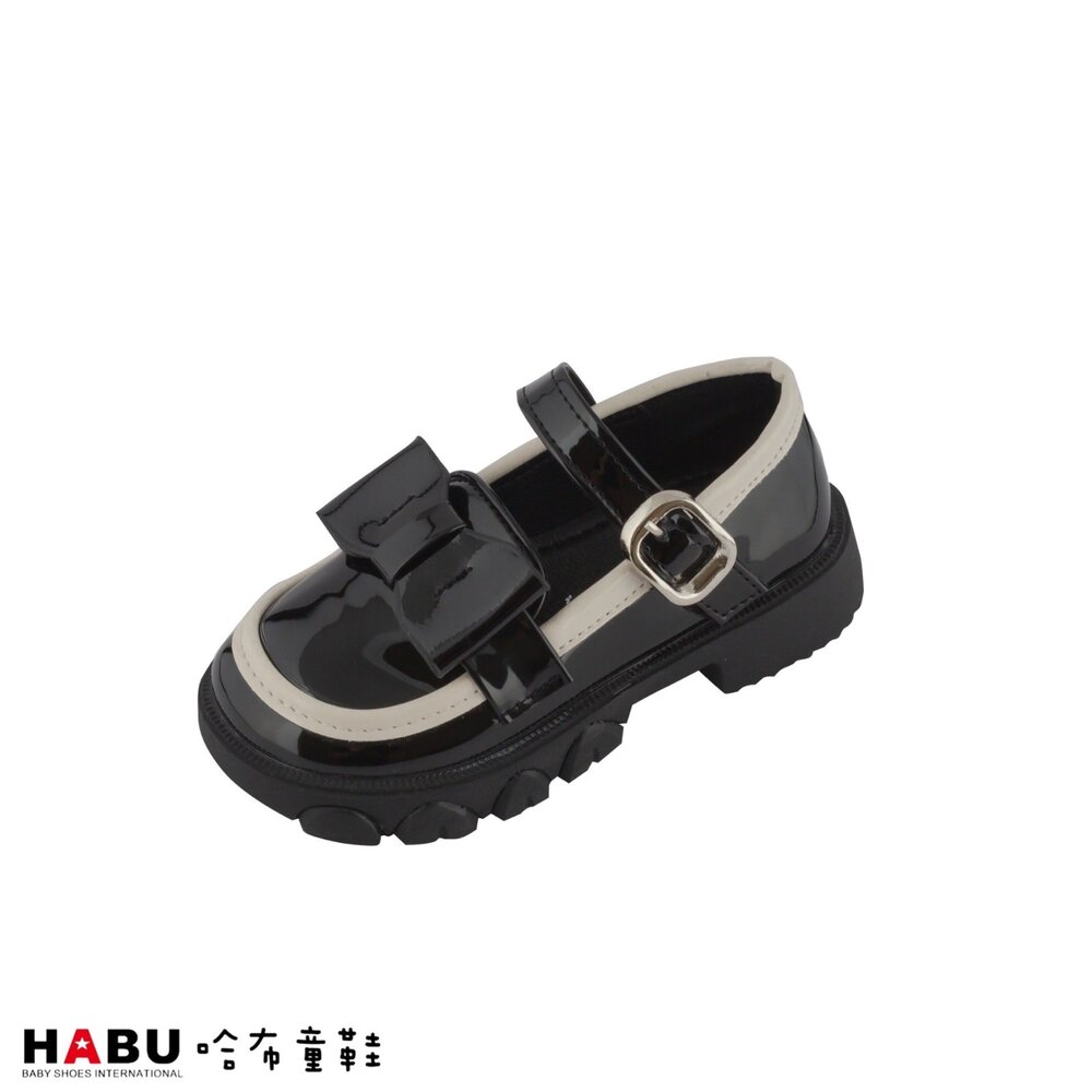 5030-BK-HABU哈布童鞋 黑色蝴蝶結 瑪麗珍鞋 樂福鞋 學生皮鞋 5030-BK