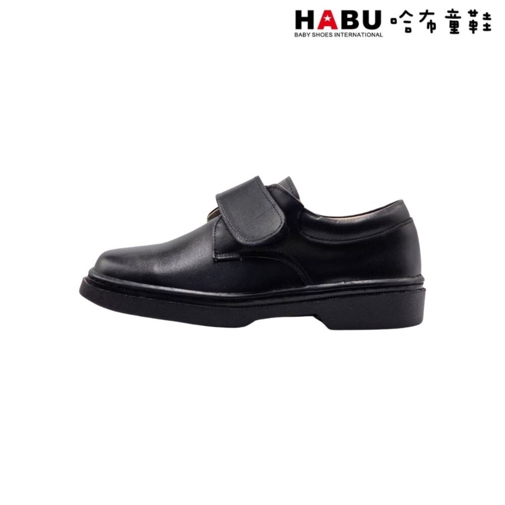 HABU 哈布童鞋 全真皮 學生皮鞋 皮鞋 男童皮鞋 霧面 厚底 樂福鞋 包鞋 學院風 魔鬼氈 5050-BK-圖片-1