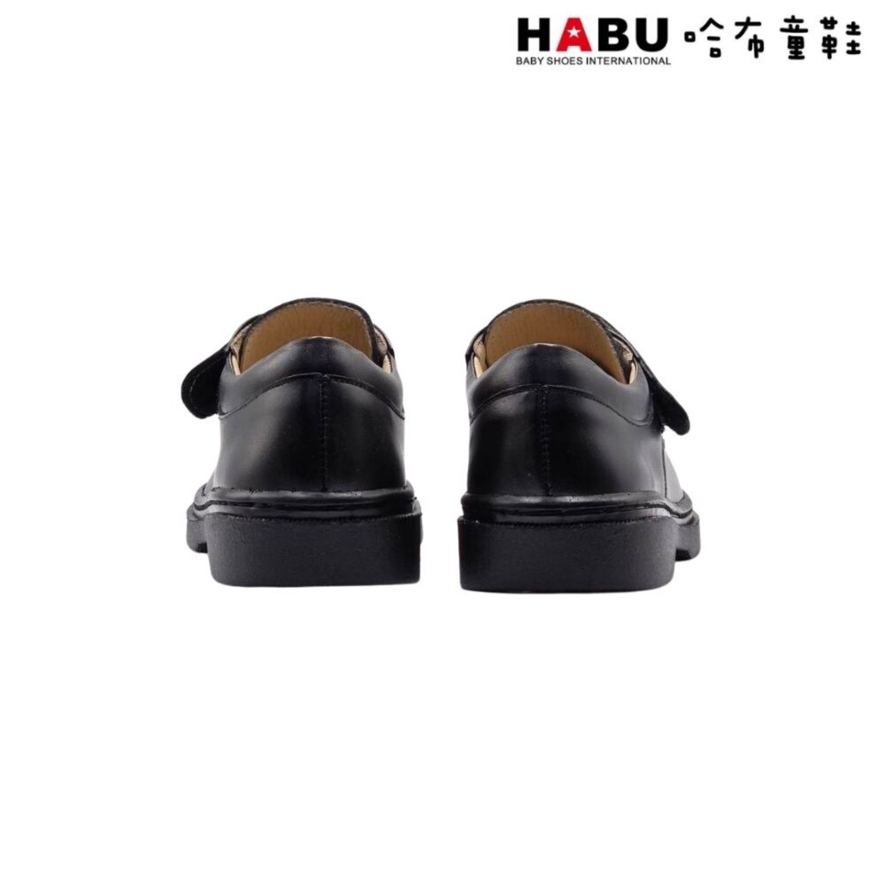 HABU 哈布童鞋 全真皮 學生皮鞋 皮鞋 男童皮鞋 霧面 厚底 樂福鞋 包鞋 學院風 魔鬼氈 5050-BK-圖片-3
