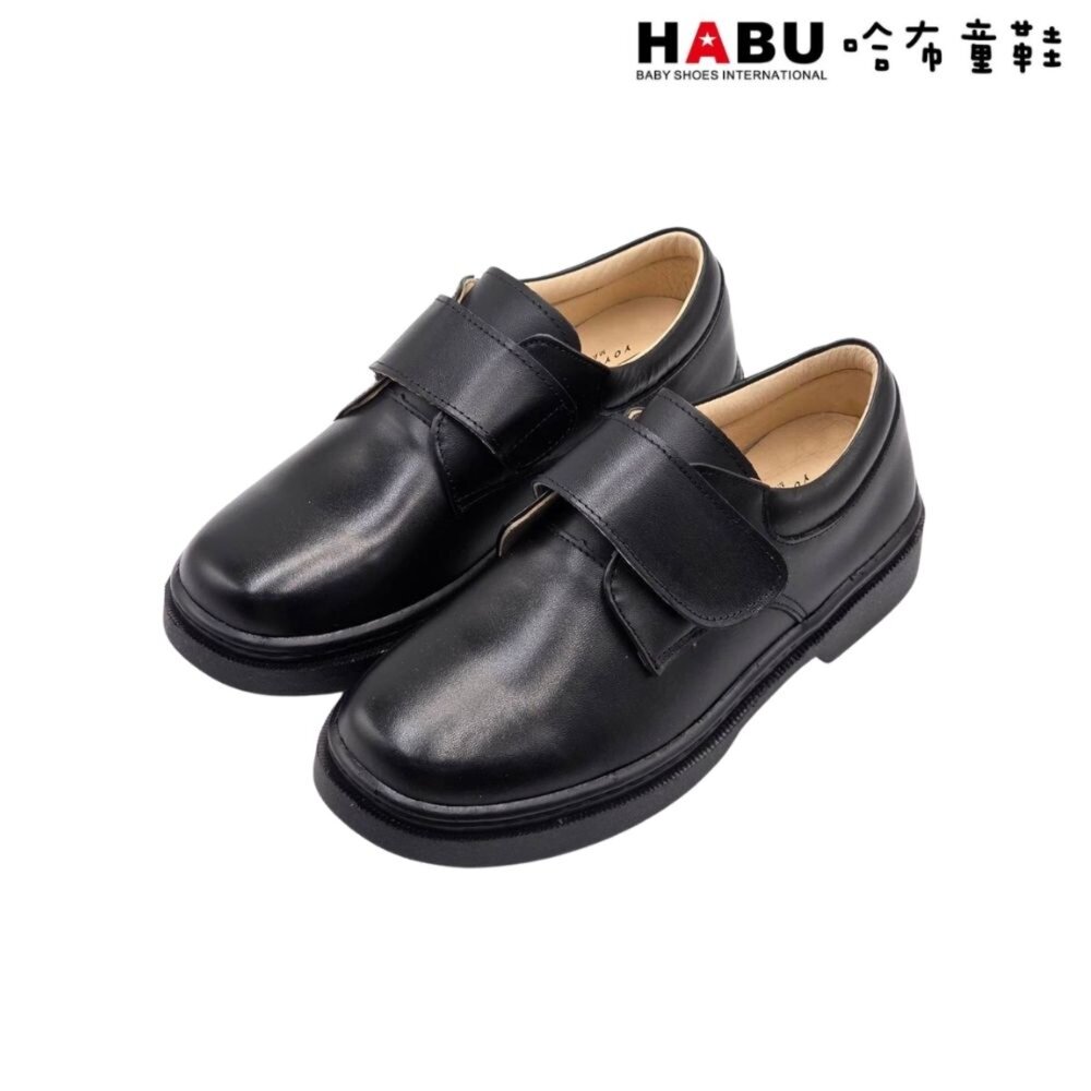 5050-BK-HABU 哈布童鞋 全真皮 學生皮鞋 皮鞋 男童皮鞋 霧面 厚底 樂福鞋 包鞋 學院風 魔鬼氈 5050-BK