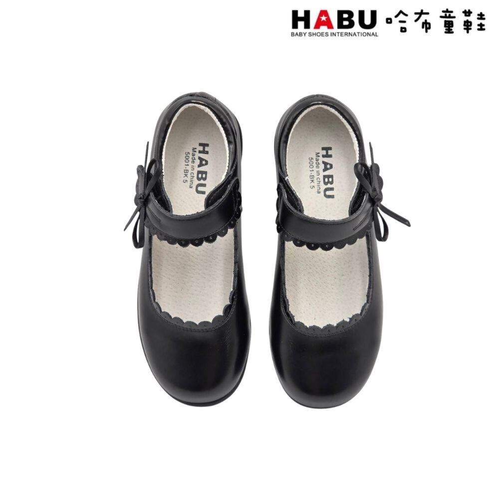 HABU 哈布童鞋 全真皮 學生皮鞋 皮鞋 瑪莉珍鞋 花邊 氣質蝴蝶結 霧面 包鞋 英倫 學院風 5055-BK-圖片-2