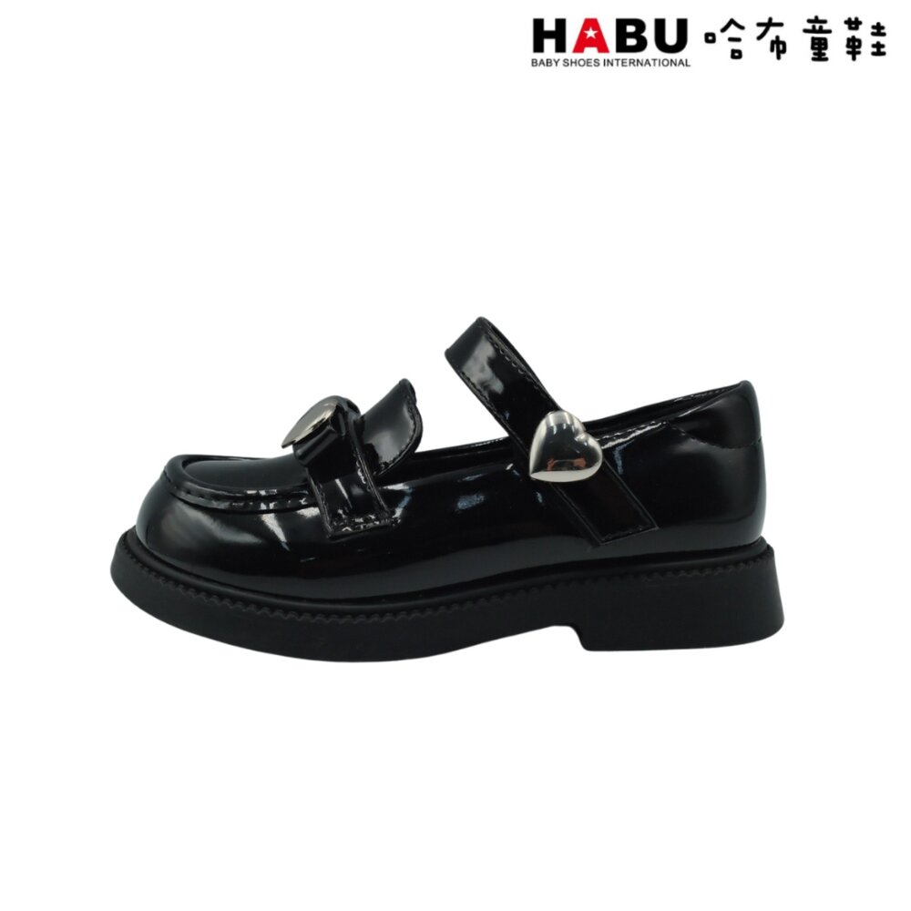 HABU 哈布童鞋 瑪莉珍 學生皮鞋 漆皮 樂福鞋 包鞋 愛心扣環 黑 5059-BK / 5059-BK6-圖片-1