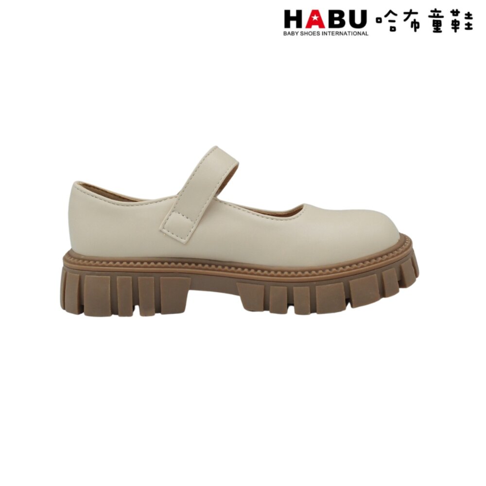 HABU 哈布童鞋 瑪莉珍 學生皮鞋 霧面 厚底 樂福鞋 包鞋 幸運草 米 白 5060-BE-圖片-2