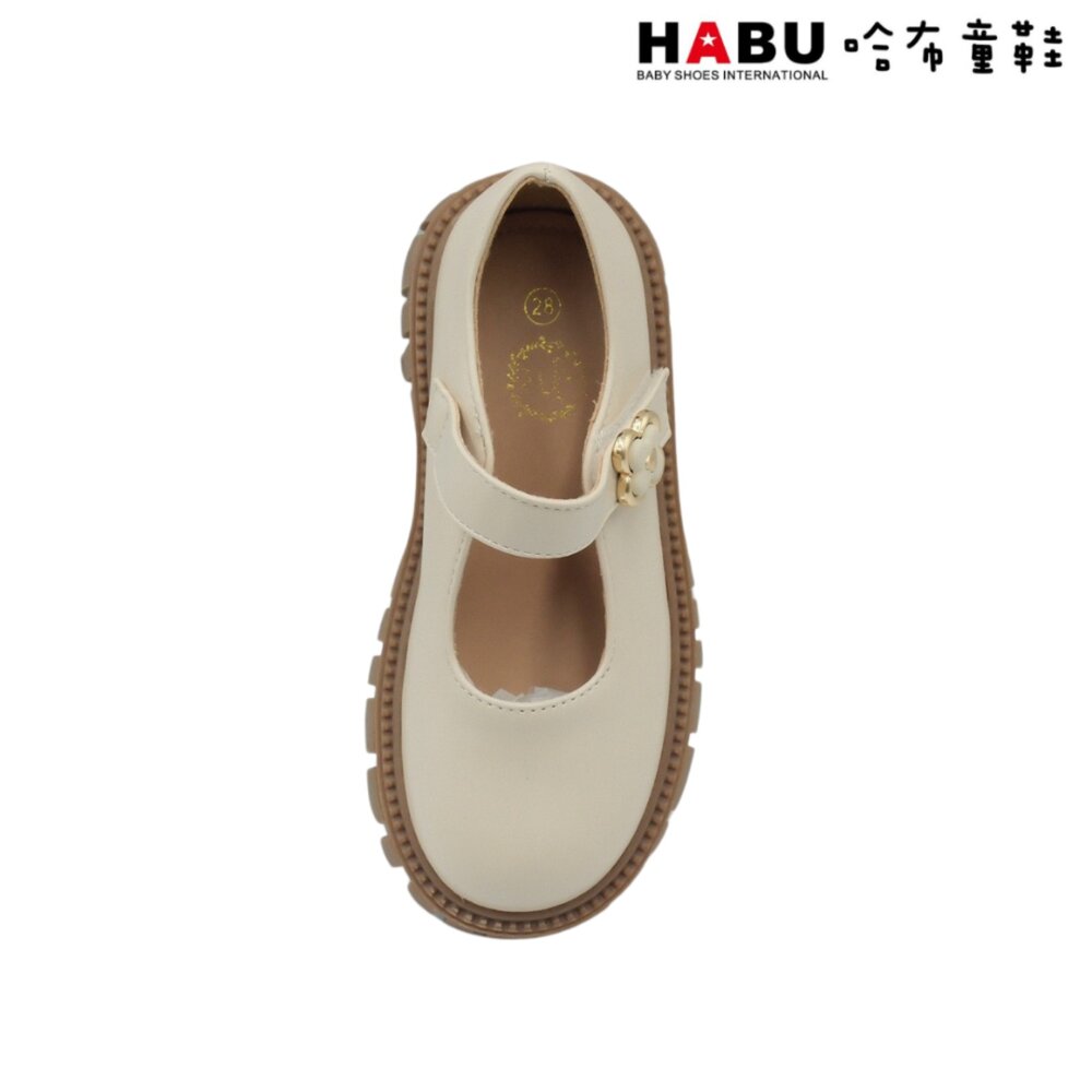 HABU 哈布童鞋 瑪莉珍 學生皮鞋 霧面 厚底 樂福鞋 包鞋 幸運草 米 白 5060-BE-圖片-4