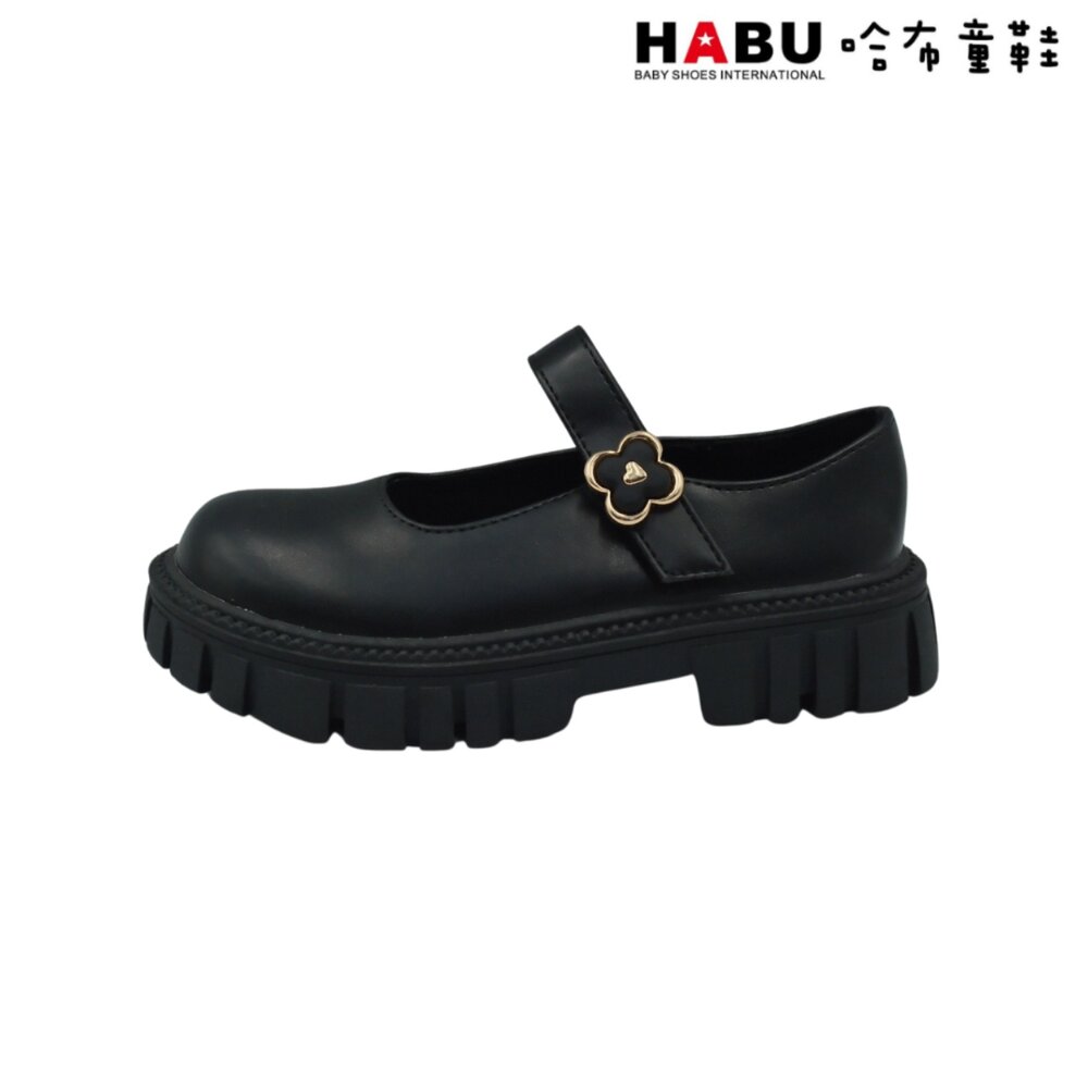 HABU 哈布童鞋 瑪莉珍 學生皮鞋 霧面 厚底 樂福鞋 包鞋 幸運草 黑 5060-BK-圖片-1