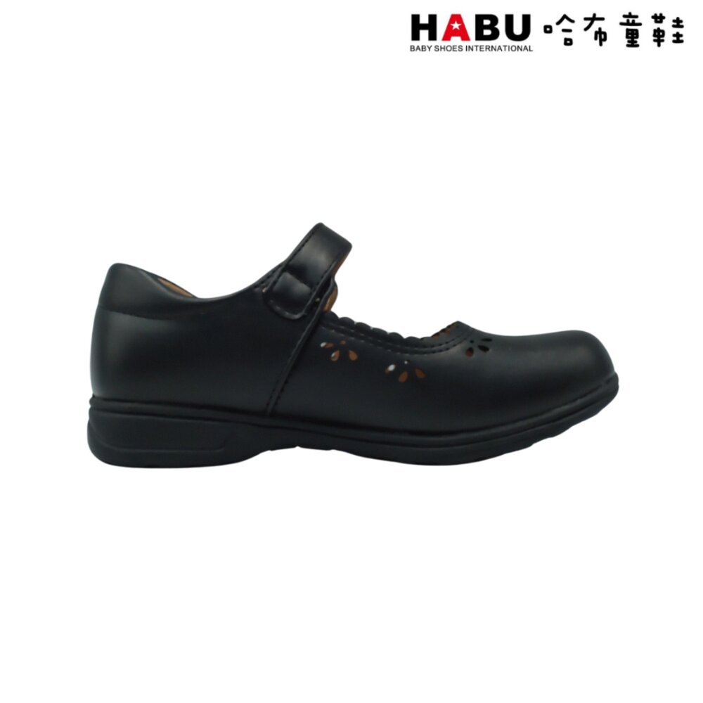 HABU 哈布童鞋 柔軟透氣超級纖維 雕花 瑪莉珍鞋 學生皮鞋 霧面 娃娃鞋 公主鞋 包鞋 黑 5063-BK-圖片-1