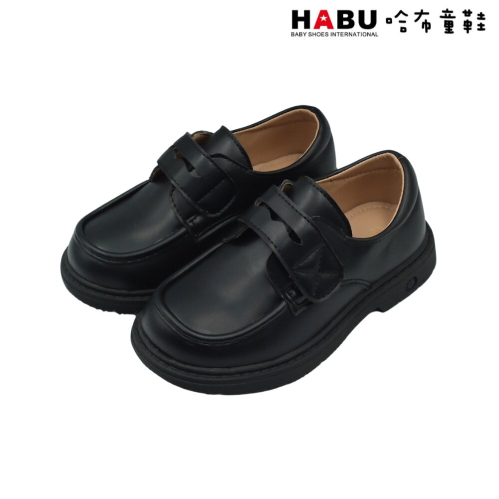 5064-BK-HABU 哈布童鞋 柔軟透氣超級纖維 學生皮鞋 霧面 厚底 樂福鞋 學院風 皮鞋 5064-BK