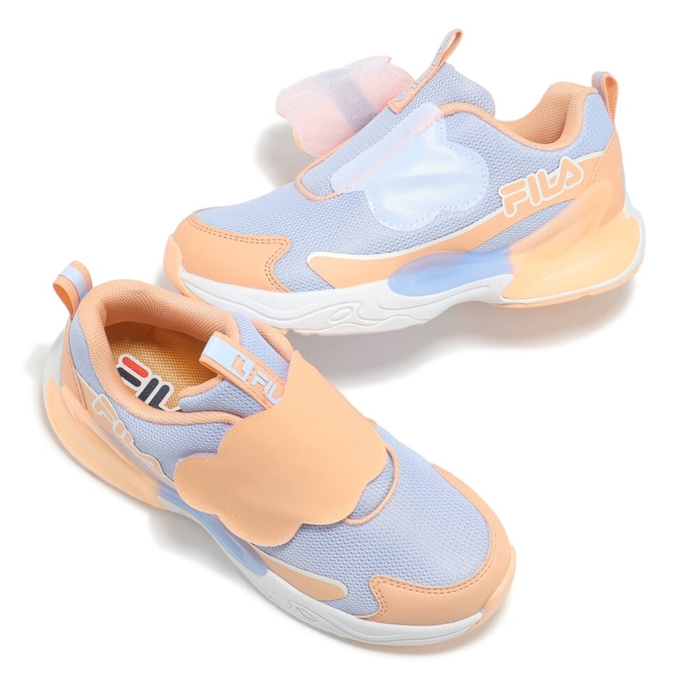 FILA KIDS 斐樂 小童 慢跑鞋 運動鞋 燈鞋 藍 橘 7-J412Z-631-圖片-1