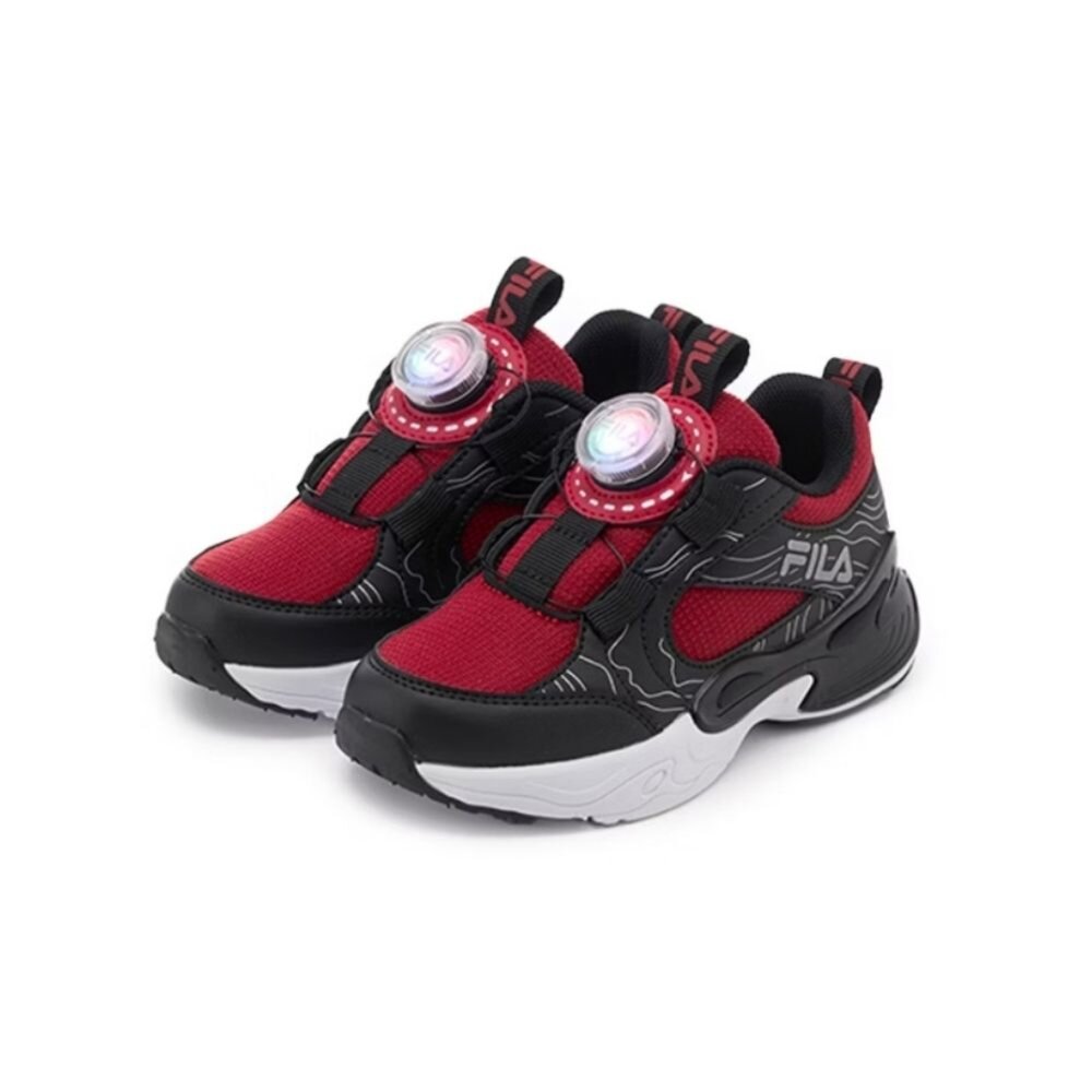 7-J428A-028-FILA KIDS 斐樂 慢跑鞋 運動鞋 燈鞋 足供支撐 氣墊 發光旋鈕扣 中童 7-J428A-028