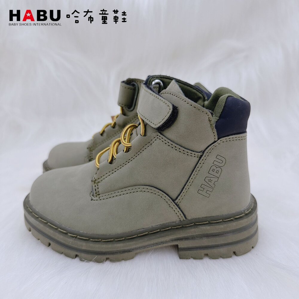 HABU哈布童鞋 高質感兒童帥氣軍靴 軍綠色中性靴 7013-GN-圖片-1