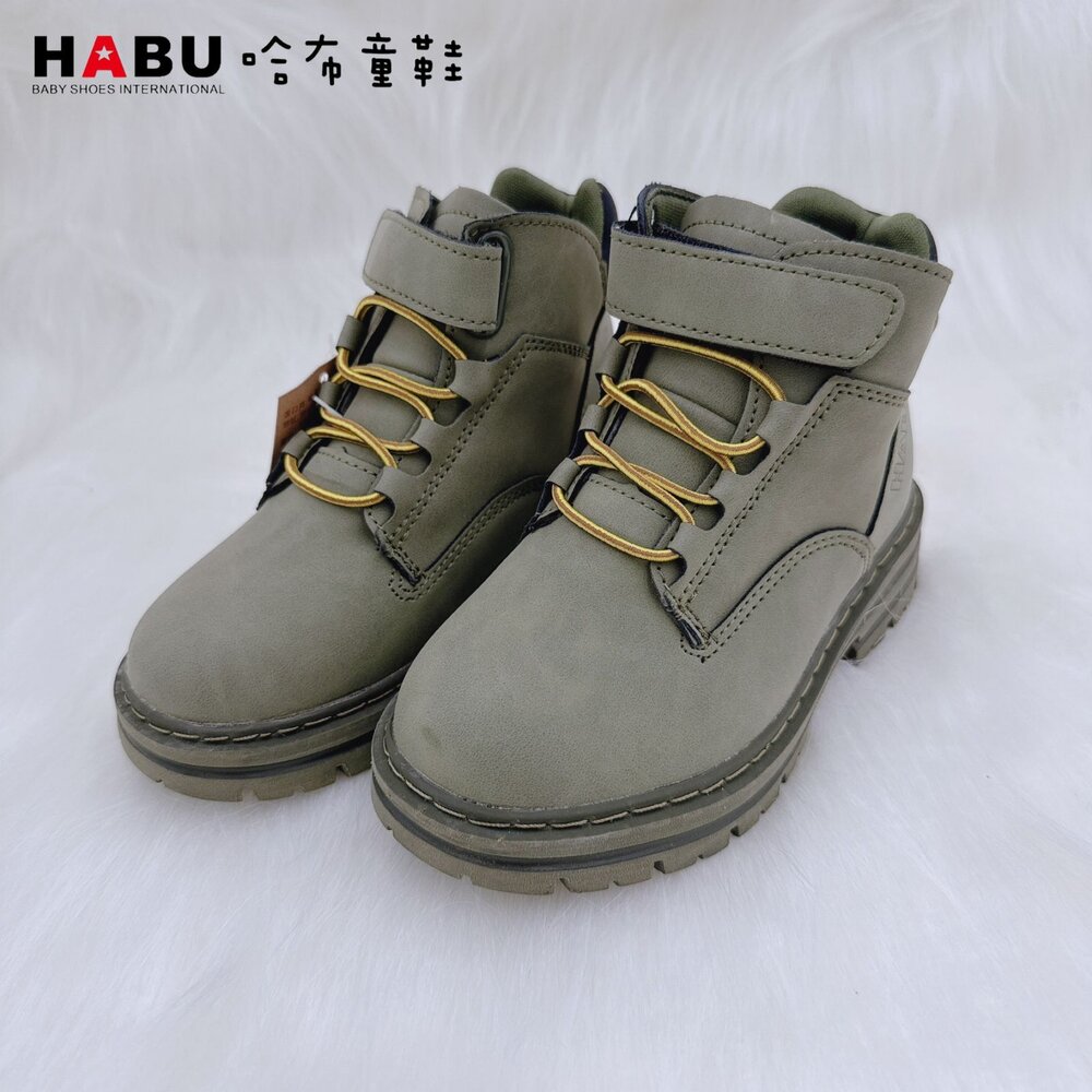 HABU哈布童鞋 高質感兒童帥氣軍靴 軍綠色中性靴 7013-GN-圖片-3