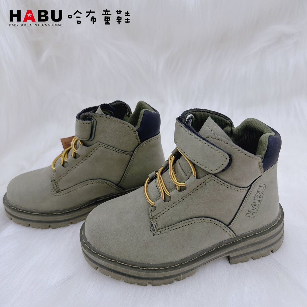 HABU哈布童鞋 高質感兒童帥氣軍靴 軍綠色中性靴 7013-GN-圖片-5