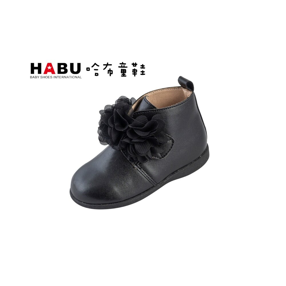 7031-BK-HABU哈布童鞋 小花瓣童趣 甜甜高統童鞋 黑色 小花童  7031-BK