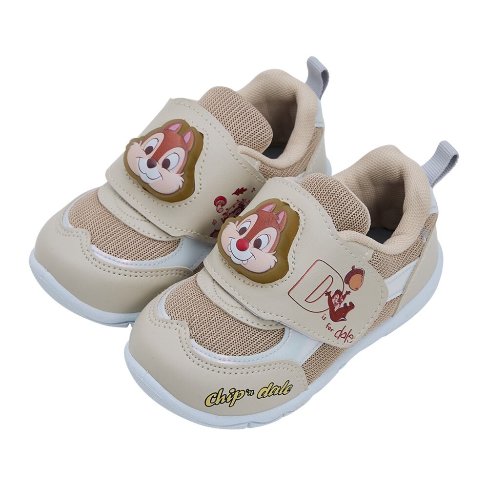 DA25840-BE-Disney 迪士尼 官方授權 台灣製 奇奇蒂蒂 童鞋 燈鞋 魔鬼氈休閒鞋 卡其 DA25840-BE