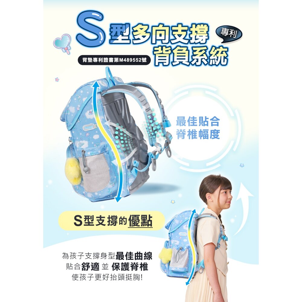 怡寶 IMPACT 大耳狗 喜拿 Cinnamoroll 懸浮磁扣 新世代 標準型 護脊書包 IMCM7062LB|哈布-圖片-7