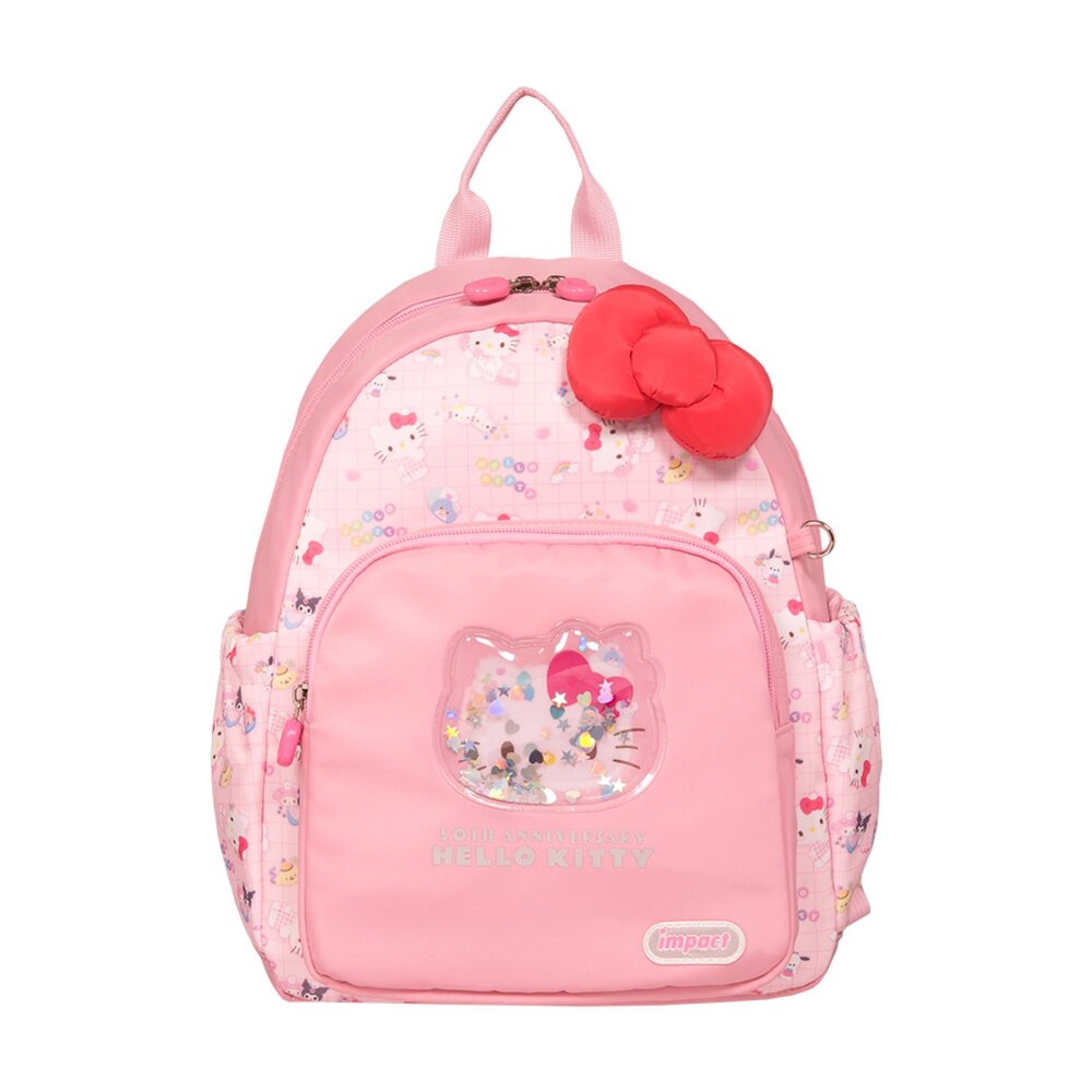 IMQKT004PK-IMPACT 怡寶 不可放A4 Hello Kitty 三麗鷗 50週年款 後背包 外出包 兒童包小 粉 IMQKT00