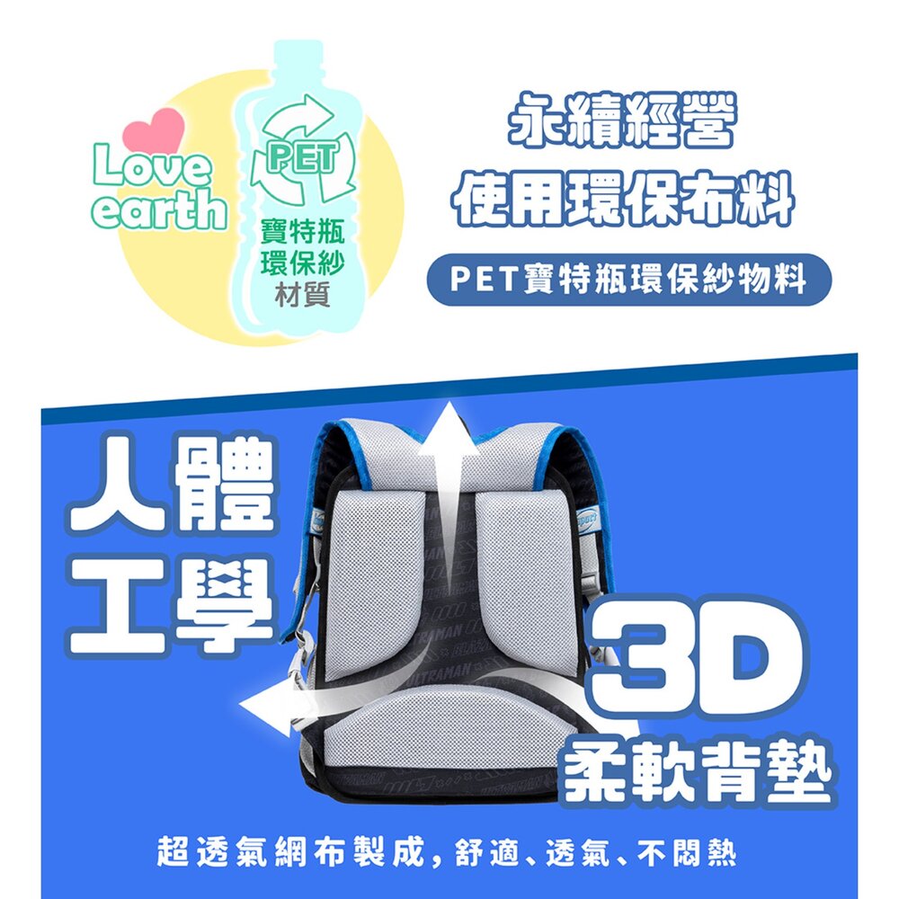 怡寶 IMPACT 超人力霸王 Ultraman 超輕羽量型 護脊書包 IMUT6025BK-圖片-7