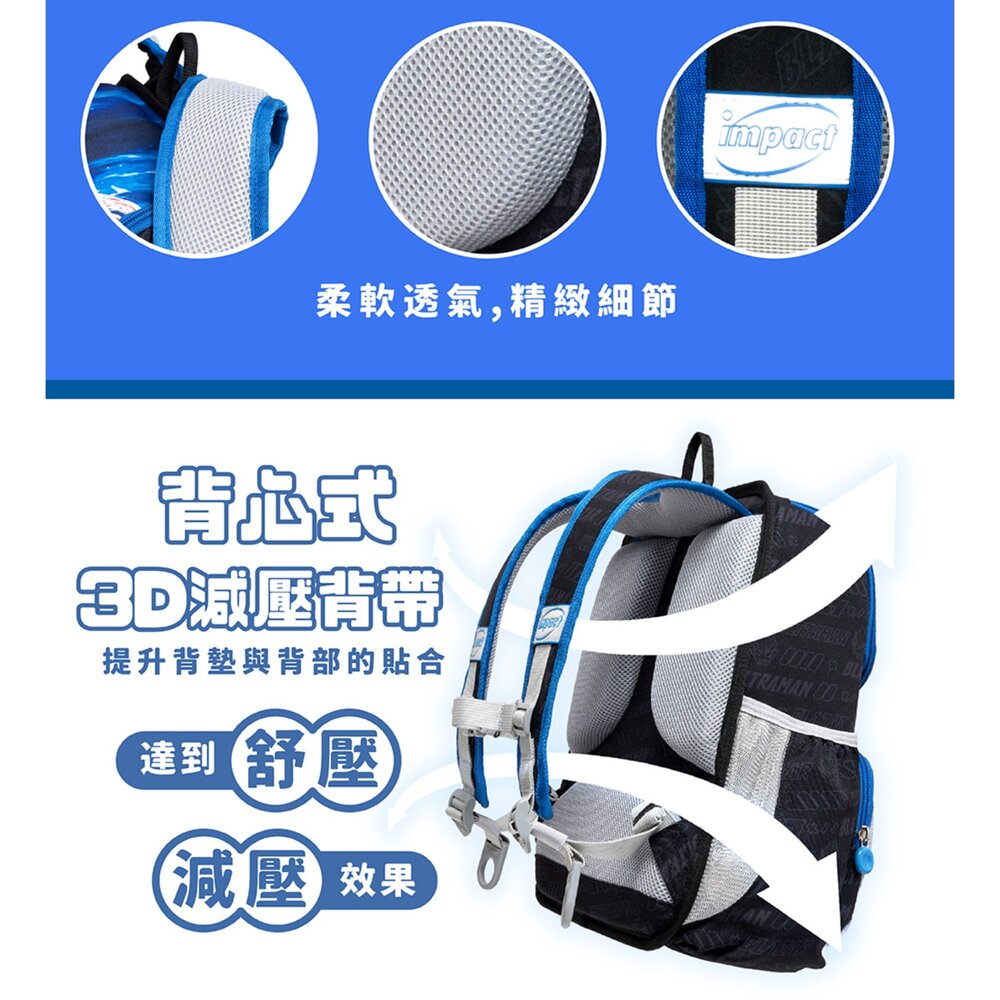 怡寶 IMPACT 超人力霸王 Ultraman 超輕羽量型 護脊書包 IMUT6025BK-圖片-8