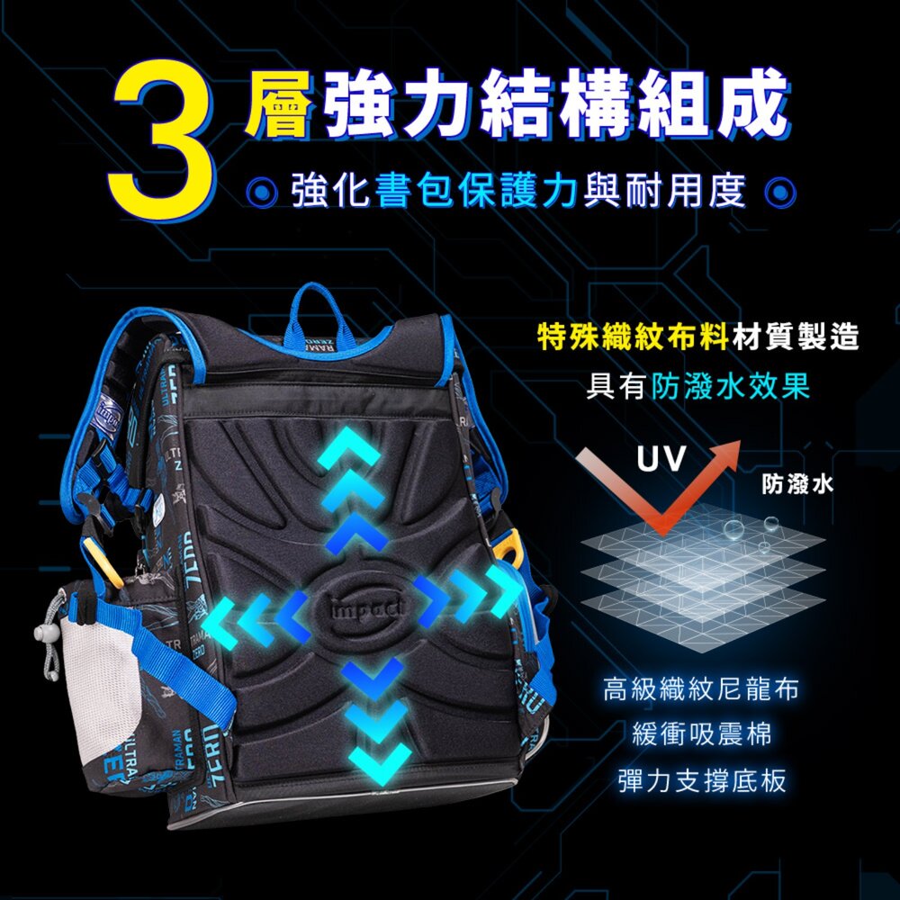 怡寶 IMPACT Ultraman 超人力霸王 懸浮磁扣 護脊書包 MIT 台灣製造 IMUT7063BK-圖片-8