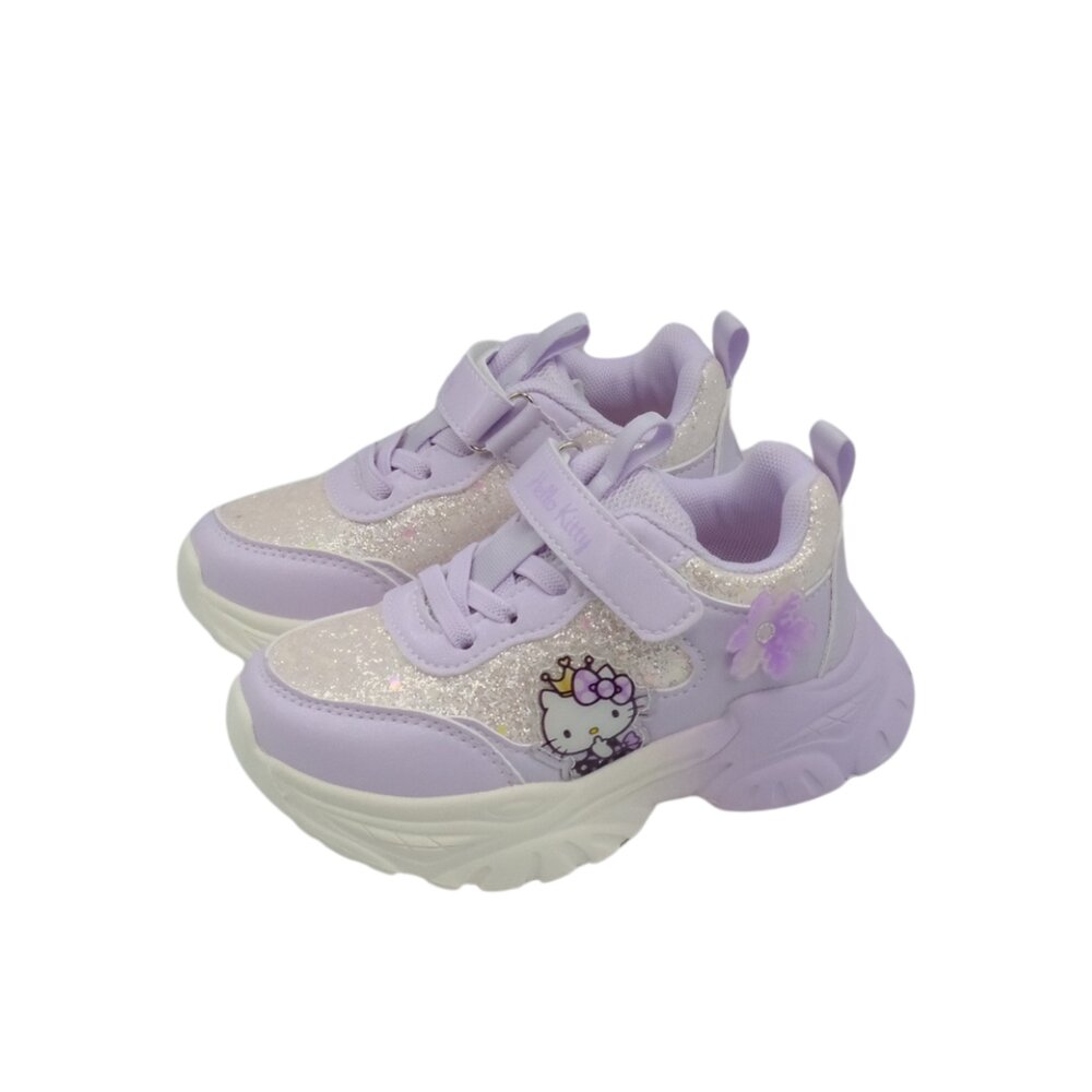K4536945-PR-SANRIO 三麗鷗 HELLO KITTY 輕量 厚底 閃亮 魔鬼氈 運動鞋 童鞋 中童 大童鞋