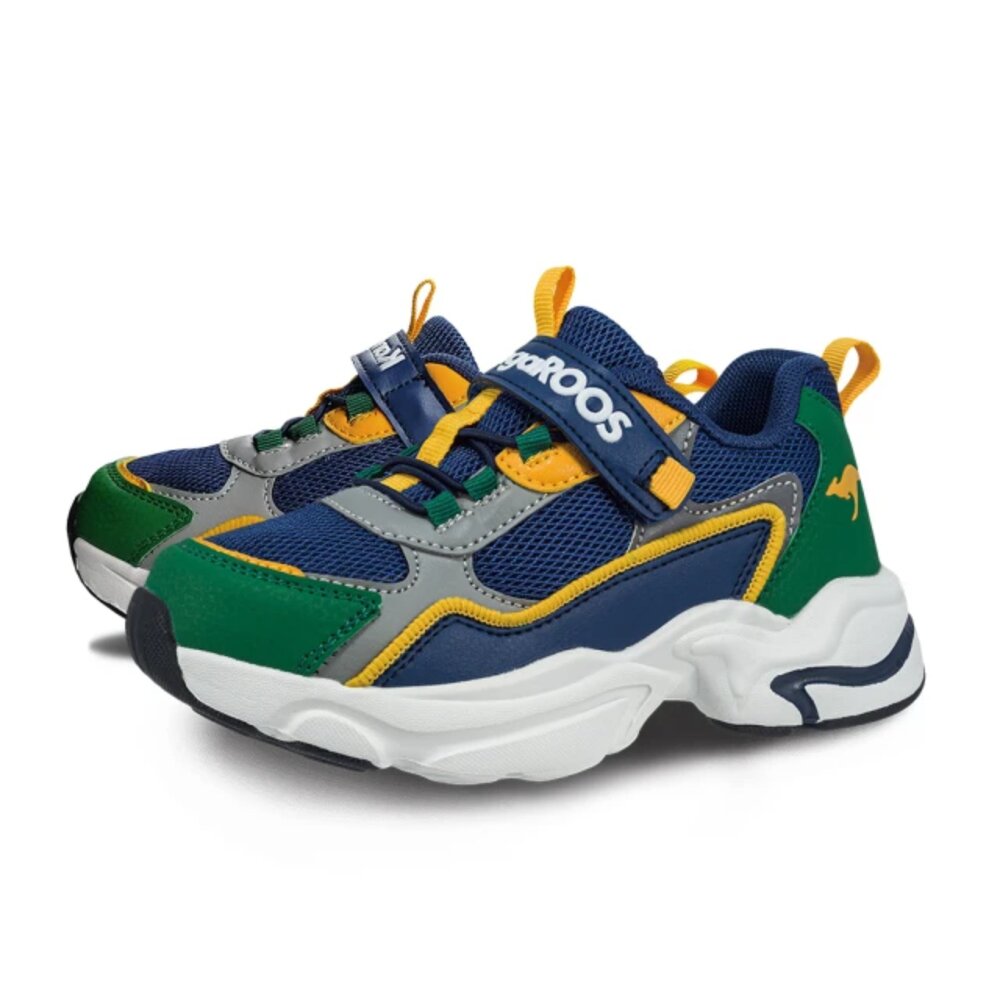 KK32320-KangaROOS 美國袋鼠鞋 FUSION 2 童鞋 老爹鞋 慢跑鞋 透氣網布 休閒鞋 藍 綠 KK32320