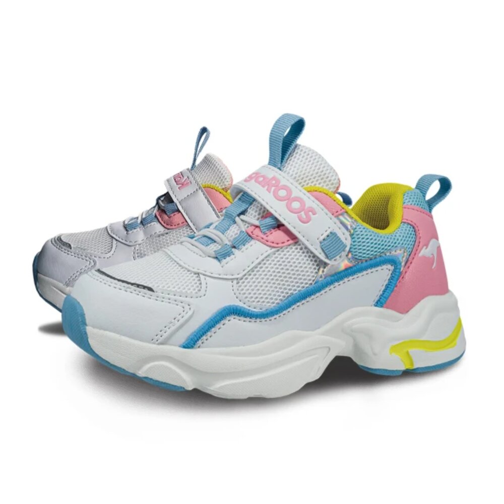KK32323-KangaROOS 美國袋鼠鞋 FUSION 2 童鞋 老爹鞋 慢跑鞋 透氣網布 白 KK32323