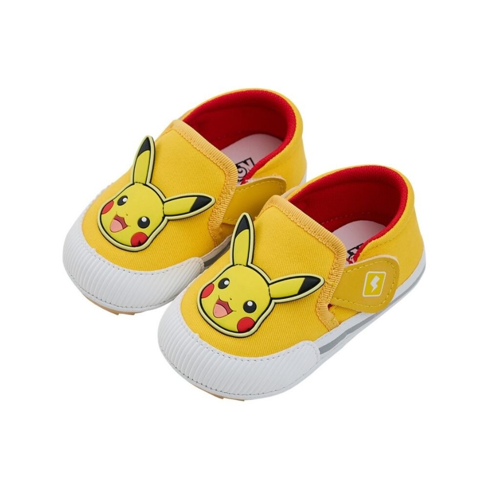 P24741-YL-Pokémon 寶可夢 童鞋 皮卡丘 立體飾片 雙魔鬼氈 寶寶鞋 嬰幼童 正版授權 臺灣製造 學步鞋 P24741-YL