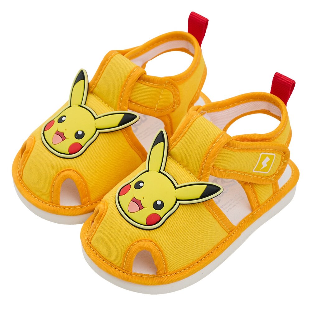 P25792-YL-Pokémon 寶可夢 童鞋 皮卡丘 立體飾片 寶寶鞋 嬰幼童 正版授權 臺灣製造 嗶嗶學步鞋 P25792-YL