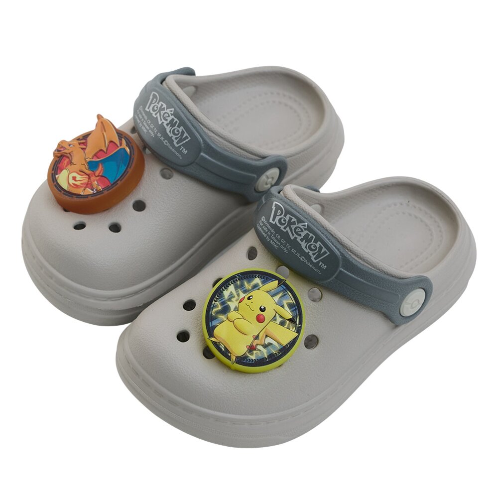 P25867-GR-Pokémon 寶可夢 皮卡丘 噴火龍 仙子伊布 立體電燈 正版授權 臺灣製造 輕量洞洞涼鞋 P25867-GR